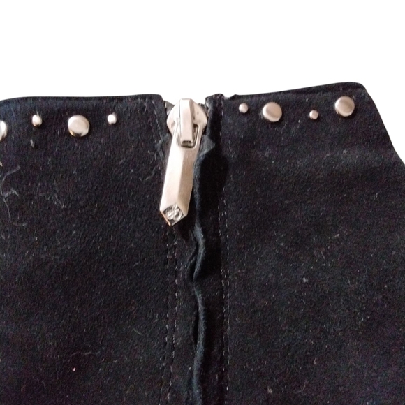 Sam Edelman Black Suede Ankle Boots Silver Studded Booties Size 8 - Picture 4 of 11